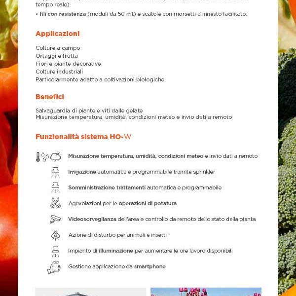 Cavo scaldante per l'agricoltura vigneti, frutteti, oliveti, verdure e fiori